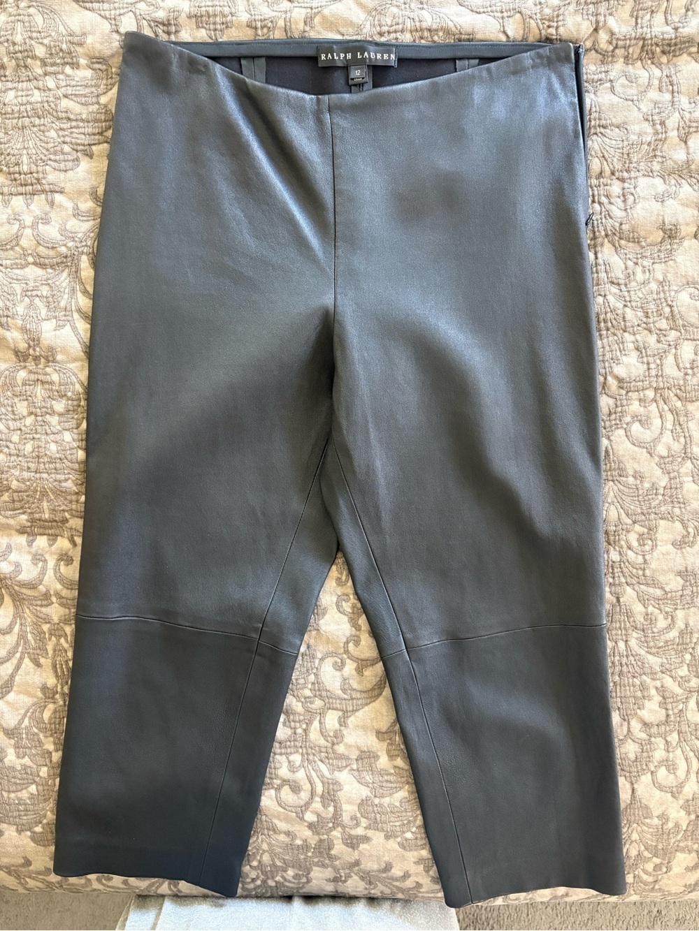 Ralph Lauren Black Leather Cropped Capris - Sleek Fit